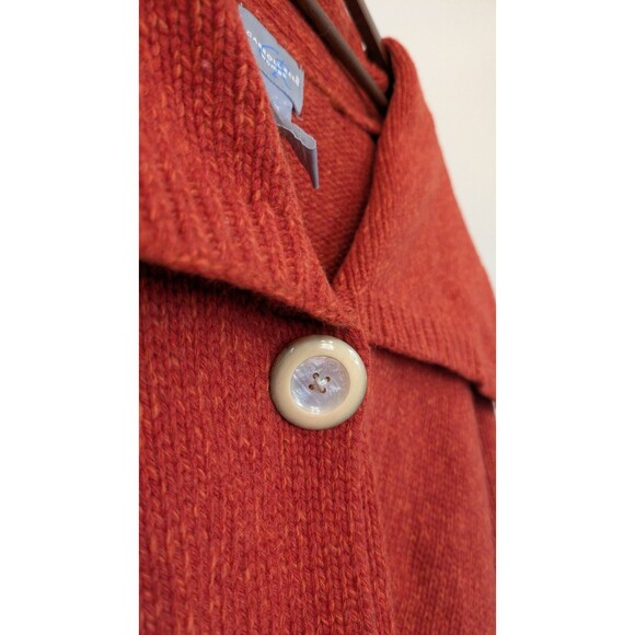 Women's Cardigan Sweater 3X Lambs Wool Angora Thick One Button Shawl Collar Rust - Picture 4 of 10